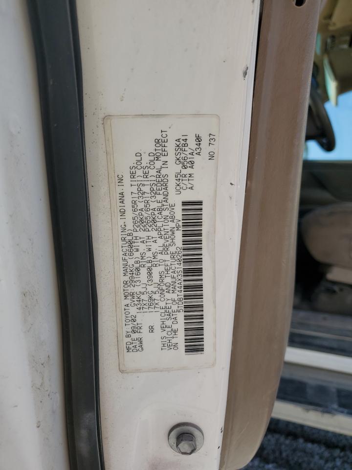 2003 Toyota Sequoia Sr5 VIN: 5TDBT44AX3S140262 Lot: 80330625