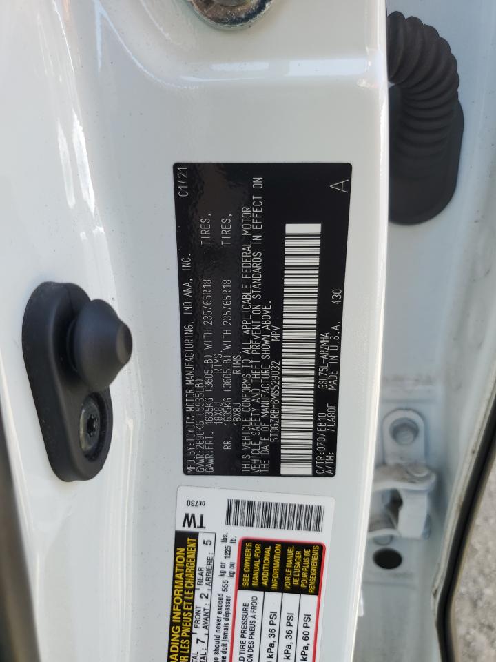 2021 Toyota Highlander Xle VIN: 5TDGZRBH6MS529032 Lot: 80216555