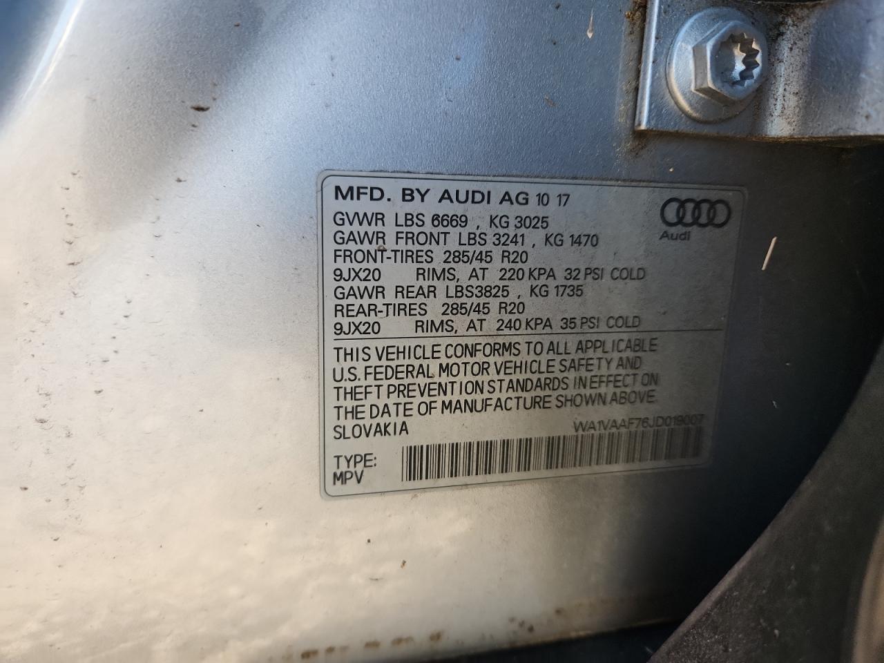 2018 Audi Q7 Prestige VIN: WA1VAAF76JD019007 Lot: 80108695