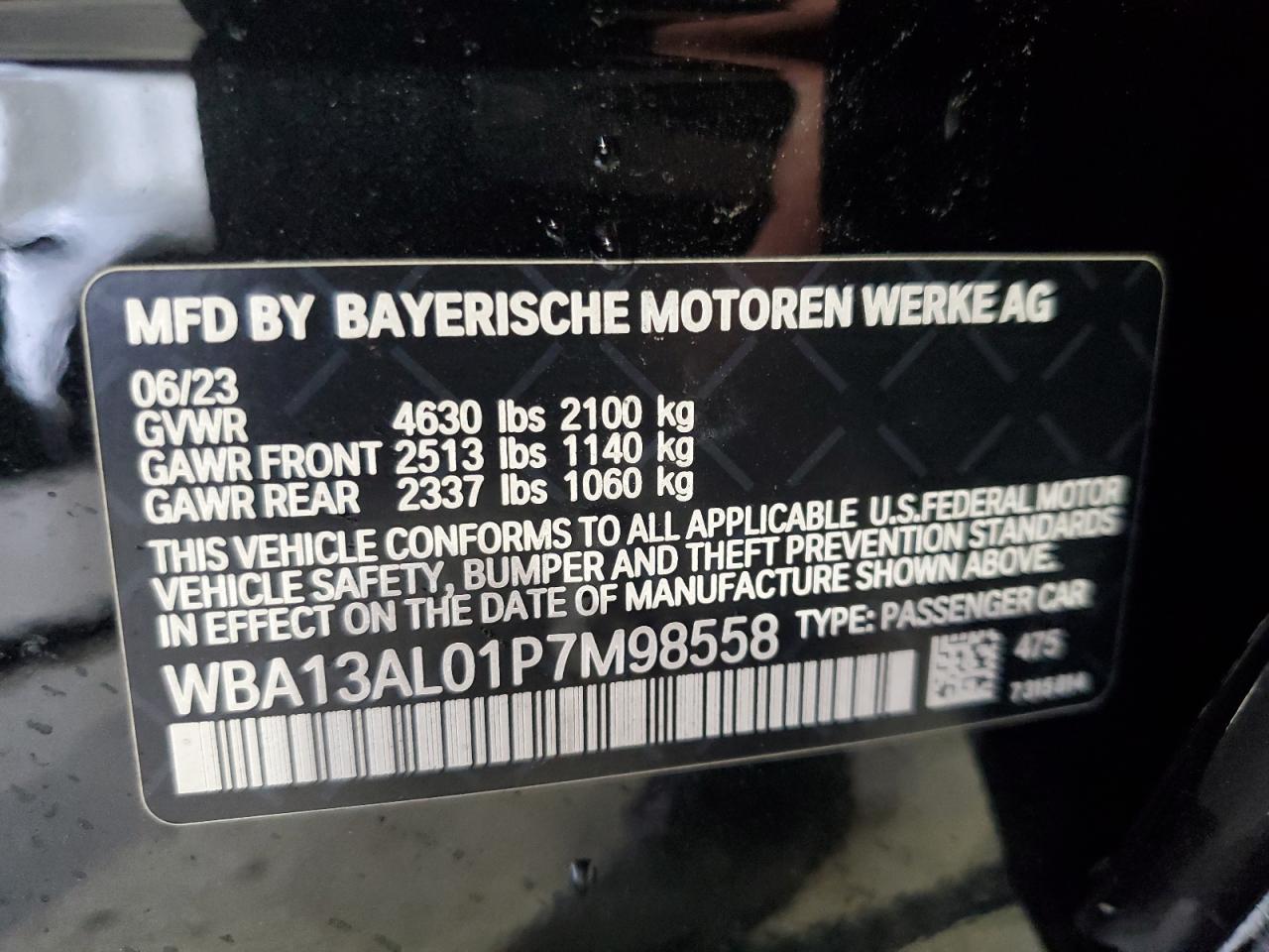 2023 BMW M235Xi VIN: WBA13AL01P7M98558 Lot: 80005225