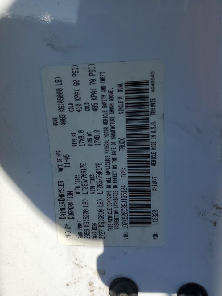 2006 Dodge Ram 2500 St VIN: 1D7KS28C36J135124 Lot: 81638005