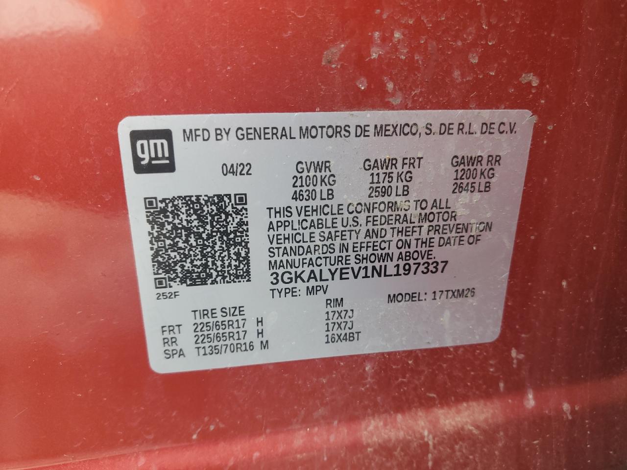 2022 GMC Terrain At4 VIN: 3GKALYEV1NL197337 Lot: 80759635