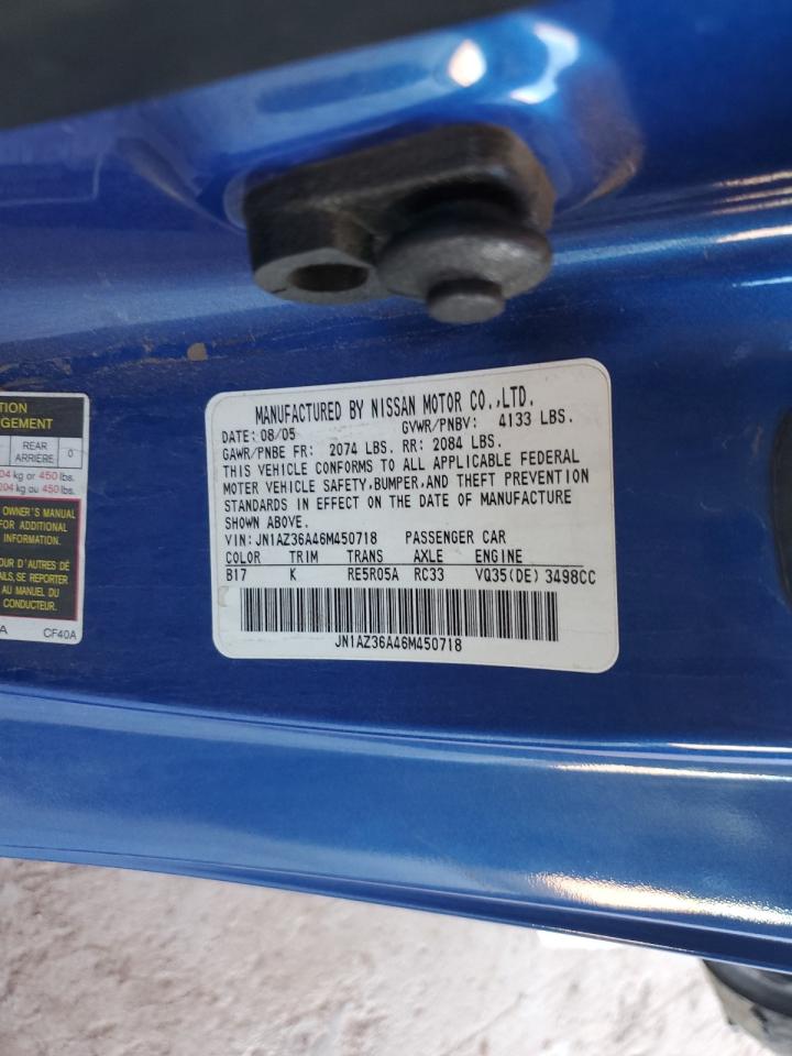 2006 Nissan 350Z Roadster VIN: JN1AZ36A46M450718 Lot: 84241055
