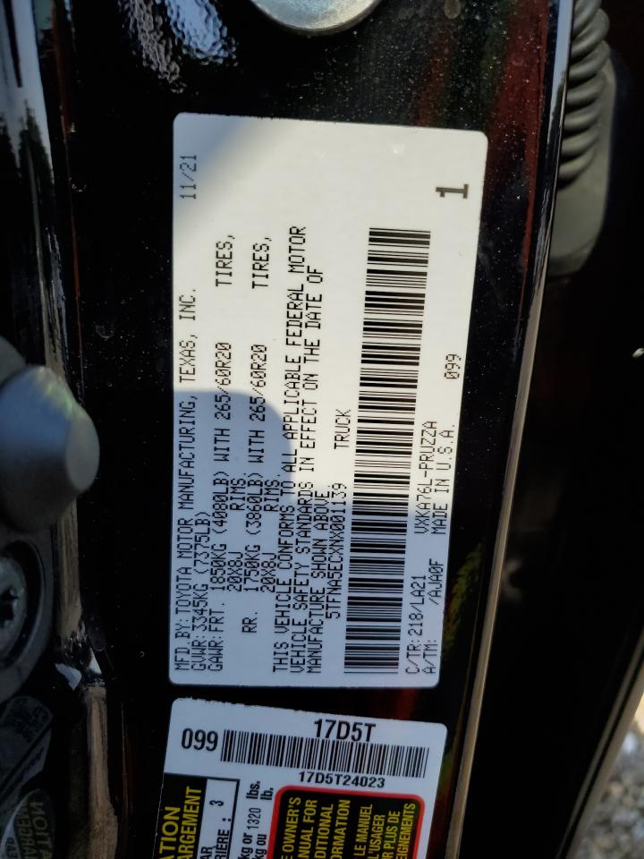 2022 Toyota Tundra Crewmax Platinum VIN: 5TFNA5ECXNX001139 Lot: 80833825