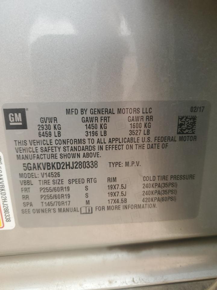 2017 Buick Enclave VIN: 5GAKVBKD2HJ280338 Lot: 69187865