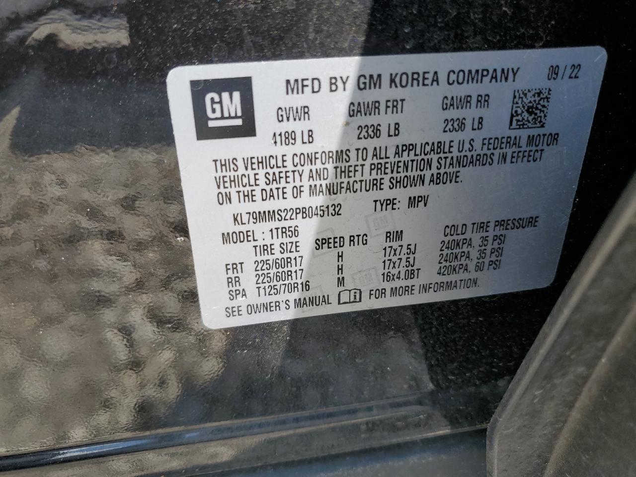 2023 Chevrolet Trailblazer Ls VIN: KL79MMS22PB045132 Lot: 71222305