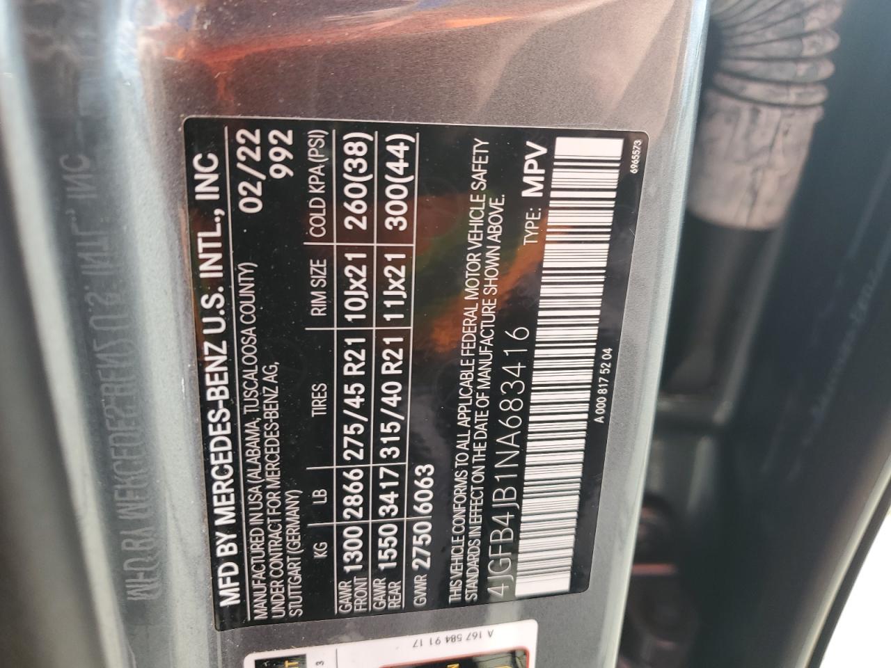 2022 Mercedes-Benz Gle 350 VIN: 4JGFB4JB1NA683416 Lot: 84000045