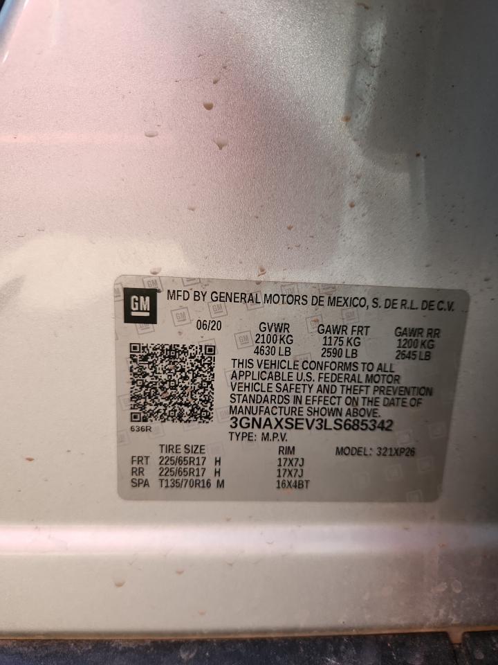 2020 Chevrolet Equinox Ls VIN: 3GNAXSEV3LS685342 Lot: 81762125