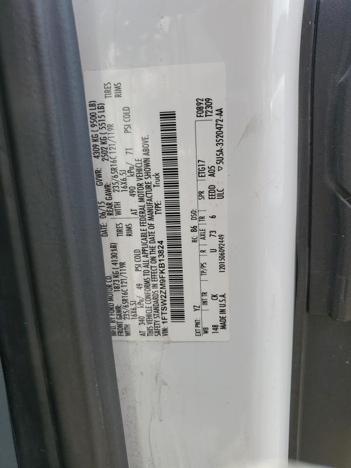 2015 Ford Transit T-350 VIN: 1FTSW2ZM9FKB13824 Lot: 71491445