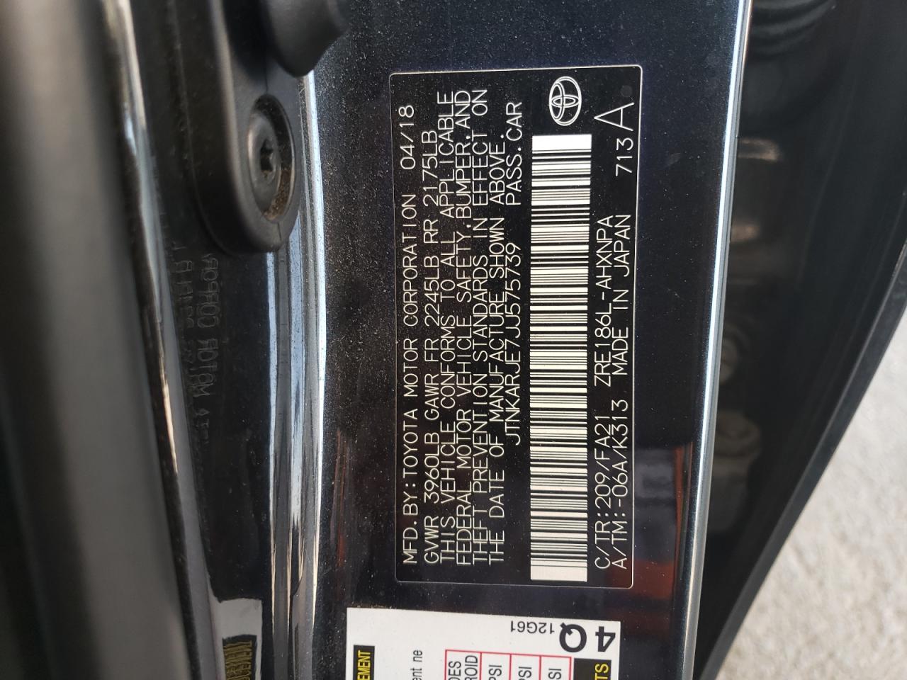 2018 Toyota Corolla Im VIN: JTNKARJE7JJ575739 Lot: 80710455