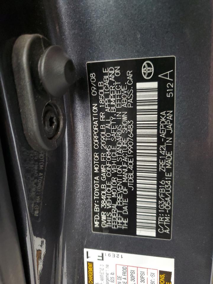 2009 Toyota Corolla Base VIN: JTDBL40E199076483 Lot: 80170225