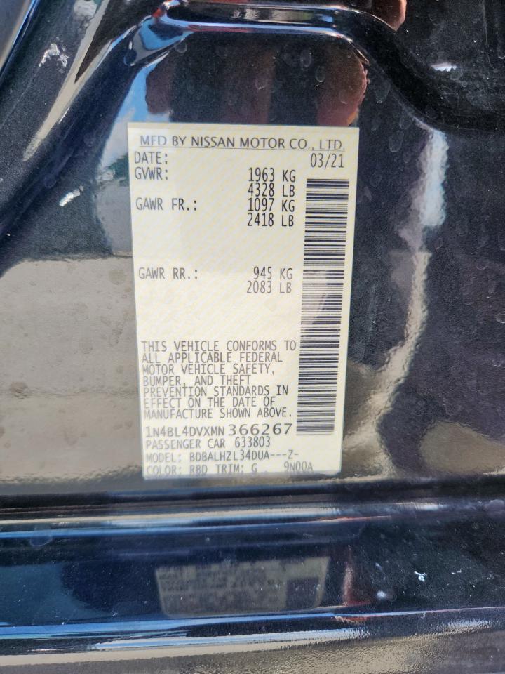 2021 Nissan Altima Sv VIN: 1N4BL4DVXMN366267 Lot: 82141435