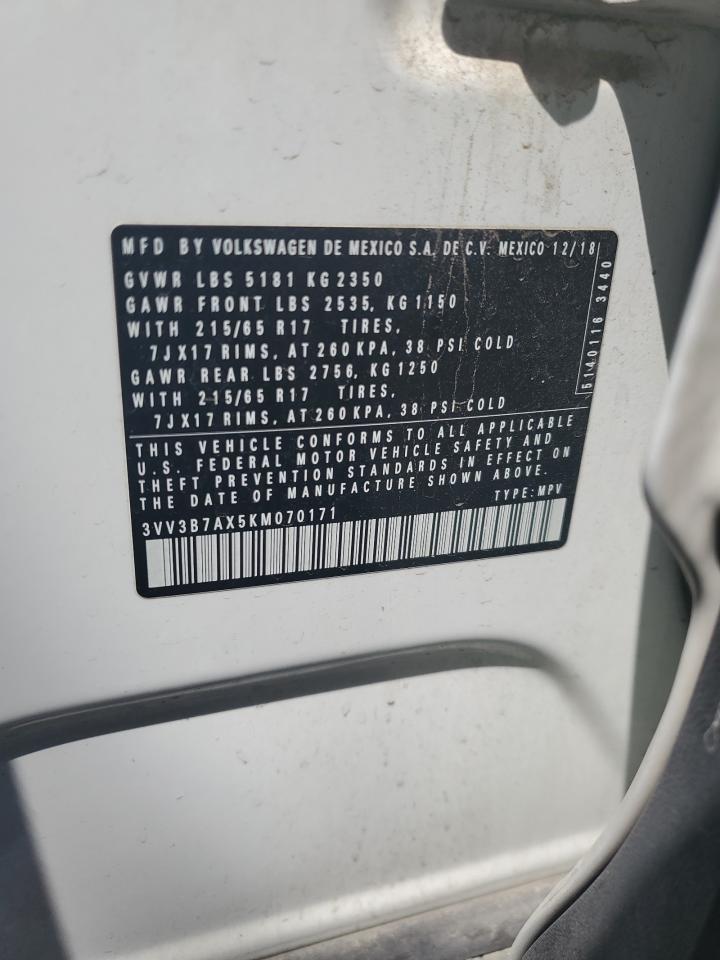 2019 Volkswagen Tiguan Se VIN: 3VV3B7AX5KM070171 Lot: 71526645