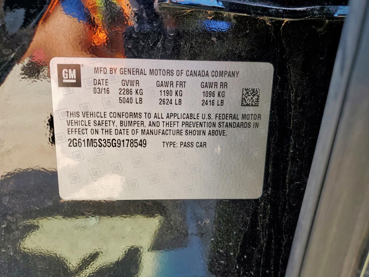 2016 Cadillac Xts Luxury Collection VIN: 2G61M5S35G9178549 Lot: 84014755