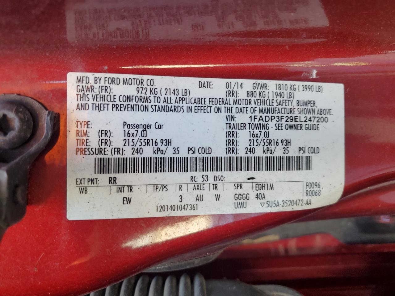 2014 Ford Focus Se VIN: 1FADP3F29EL247200 Lot: 83986385