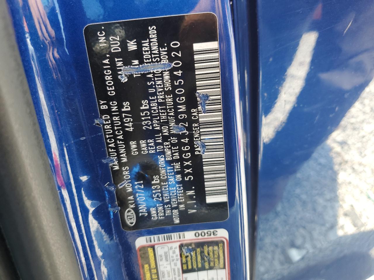 2021 Kia K5 Gt Line VIN: 5XXG64J29MG054020 Lot: 80381885