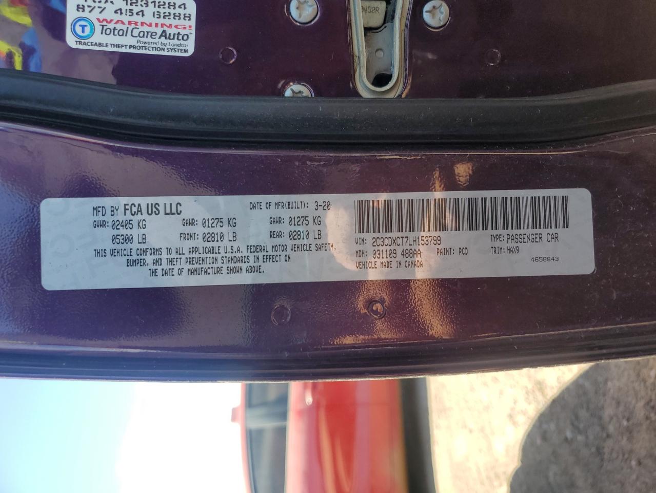 2020 Dodge Charger R/T VIN: 2C3CDXCT7LH153799 Lot: 80751745