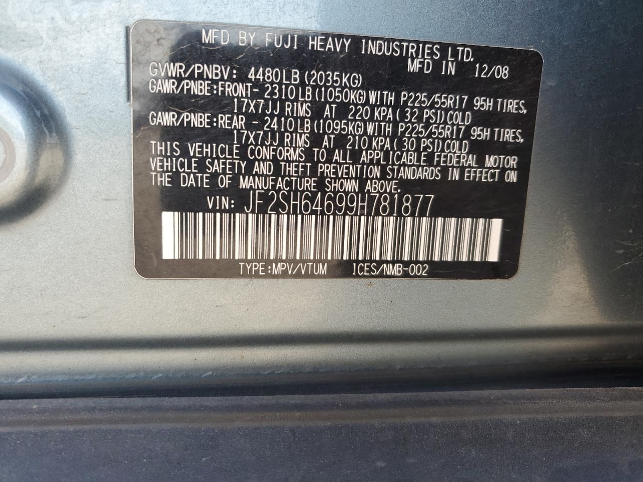2009 Subaru Forester 2.5X Limited VIN: JF2SH64699H781877 Lot: 80739605
