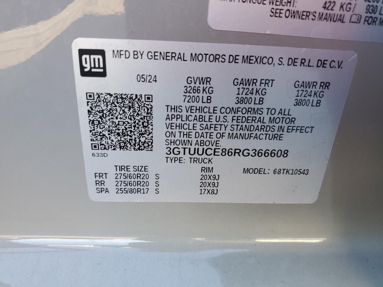 2024 GMC Sierra K1500 Elevation VIN: 3GTUUCE86RG366608 Lot: 80727905