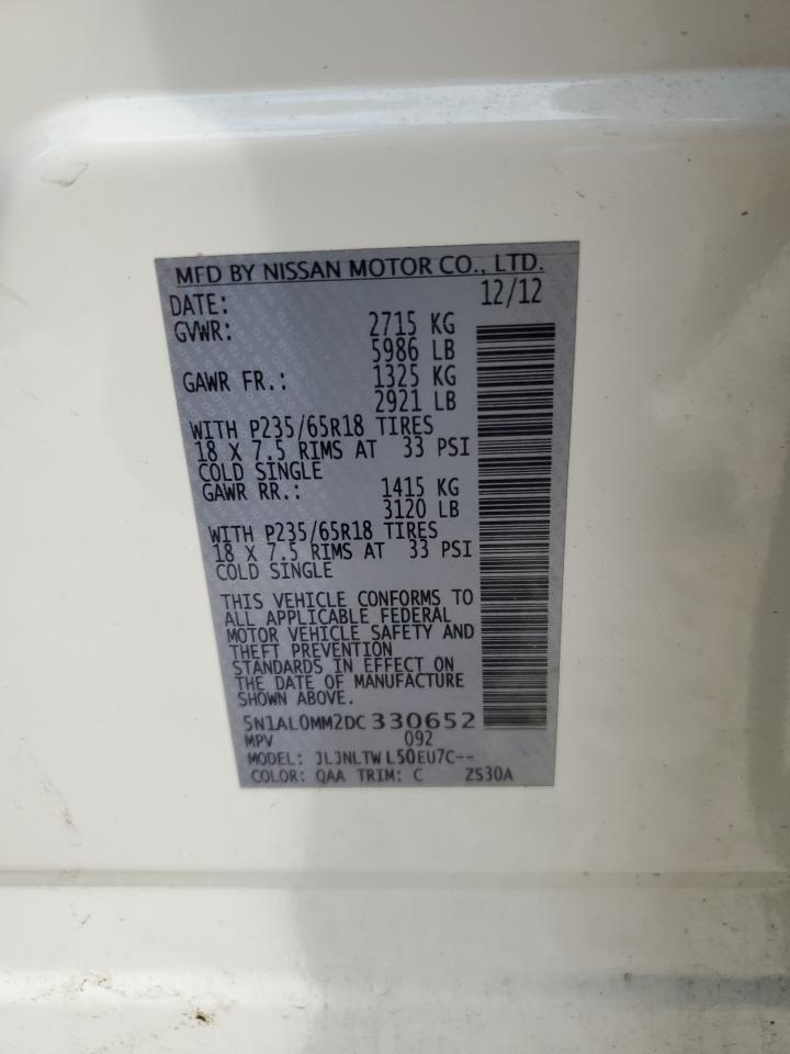 2013 Infiniti Jx35 VIN: 5N1AL0MM2DC330652 Lot: 61184745