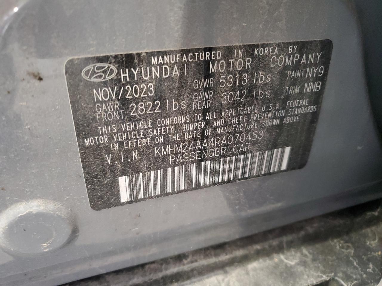 2024 Hyundai Ioniq 6 Se VIN: KMHM24AA4RA070453 Lot: 80287905