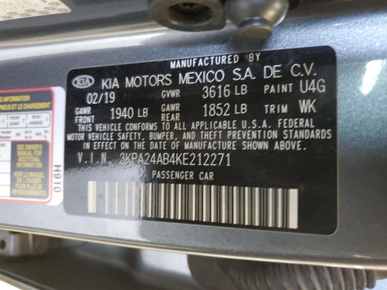 2019 Kia Rio S VIN: 3KPA24AB4KE212271 Lot: 82082645