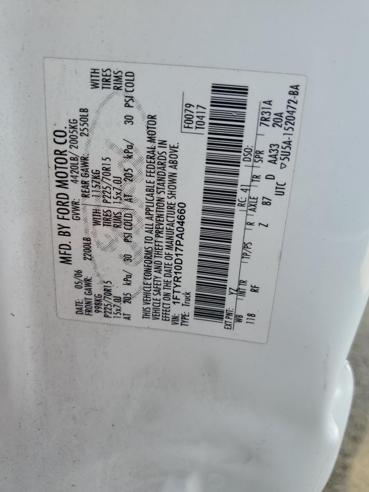 2007 Ford Ranger VIN: 1FTYR10D17PA04660 Lot: 80990375