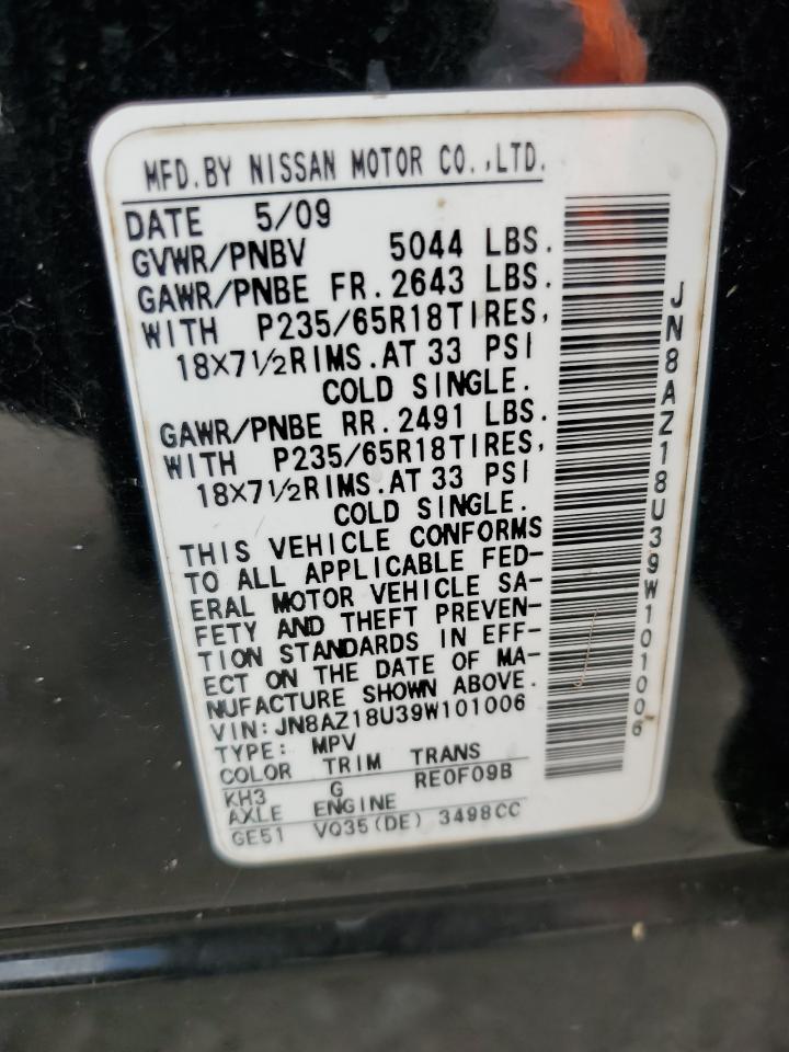 2009 Nissan Murano S VIN: JN8AZ18U39W101006 Lot: 84447025