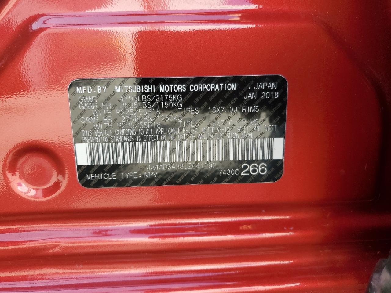 2018 Mitsubishi Outlander Se VIN: JA4AD3A38JZ041292 Lot: 83993865