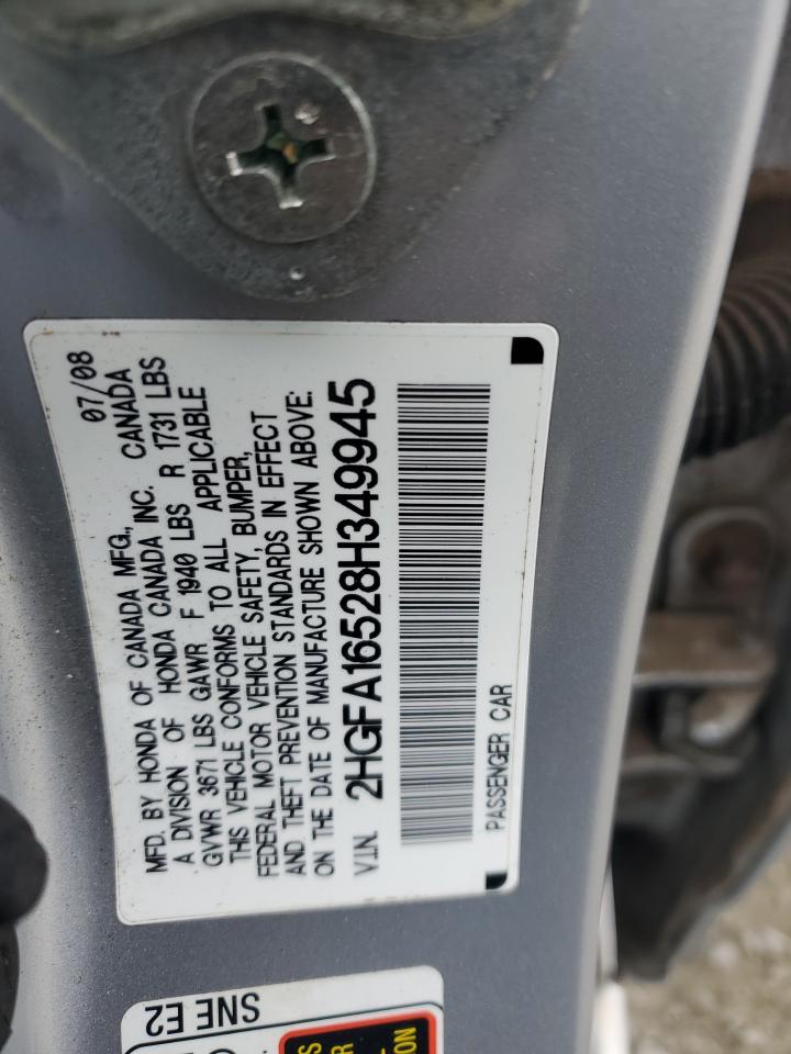 2008 Honda Civic Lx VIN: 2HGFA16528H349945 Lot: 80169695