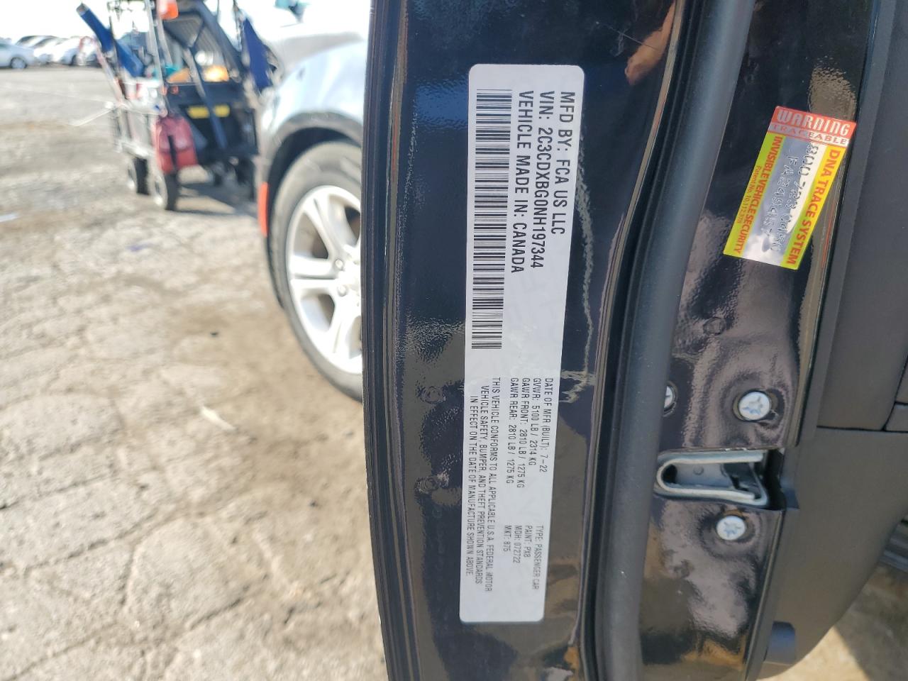 2022 Dodge Charger Sxt VIN: 2C3CDXBG0NH197344 Lot: 80564565