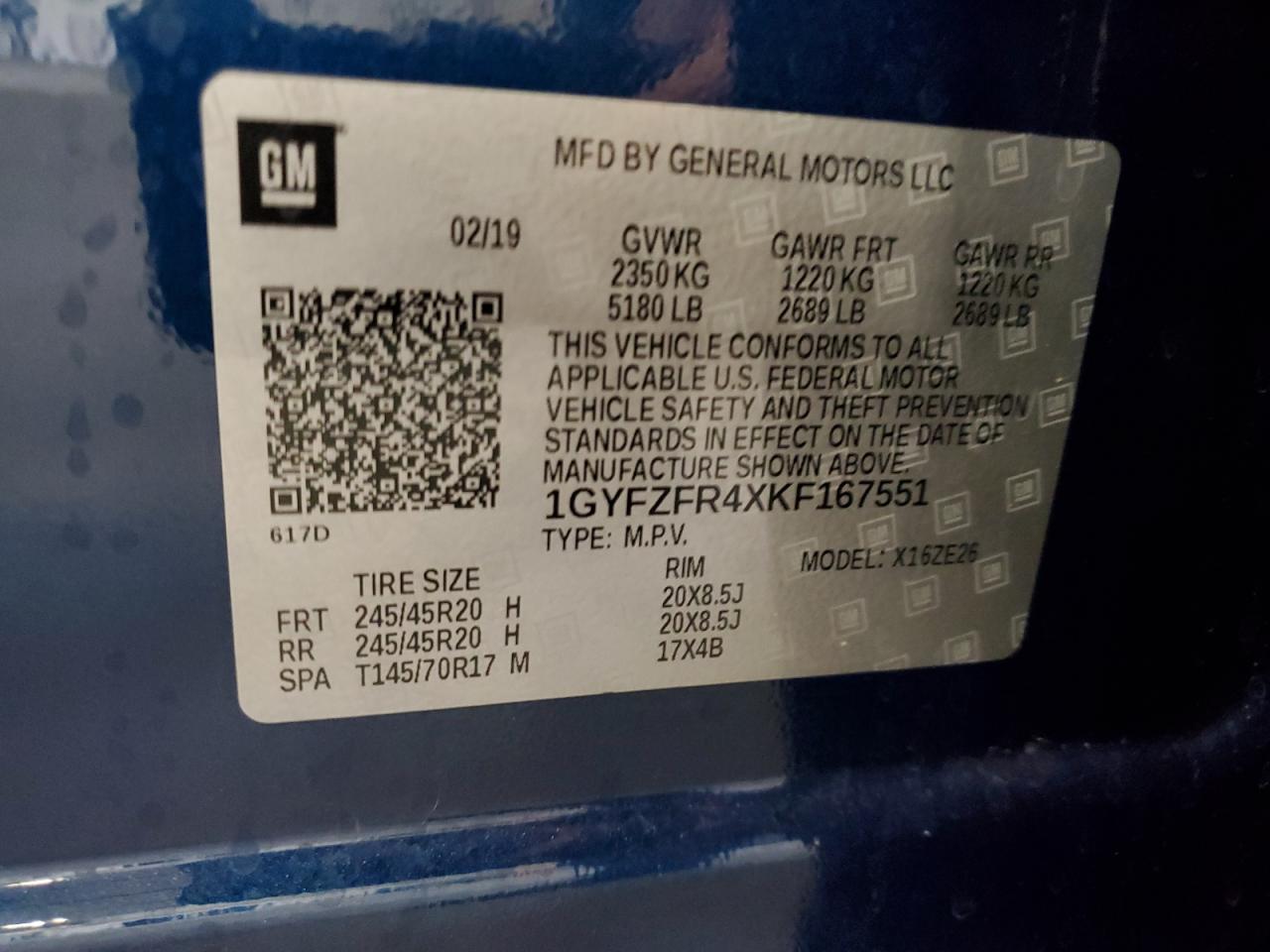 2019 Cadillac Xt4 Sport VIN: 1GYFZFR4XKF167551 Lot: 71472245