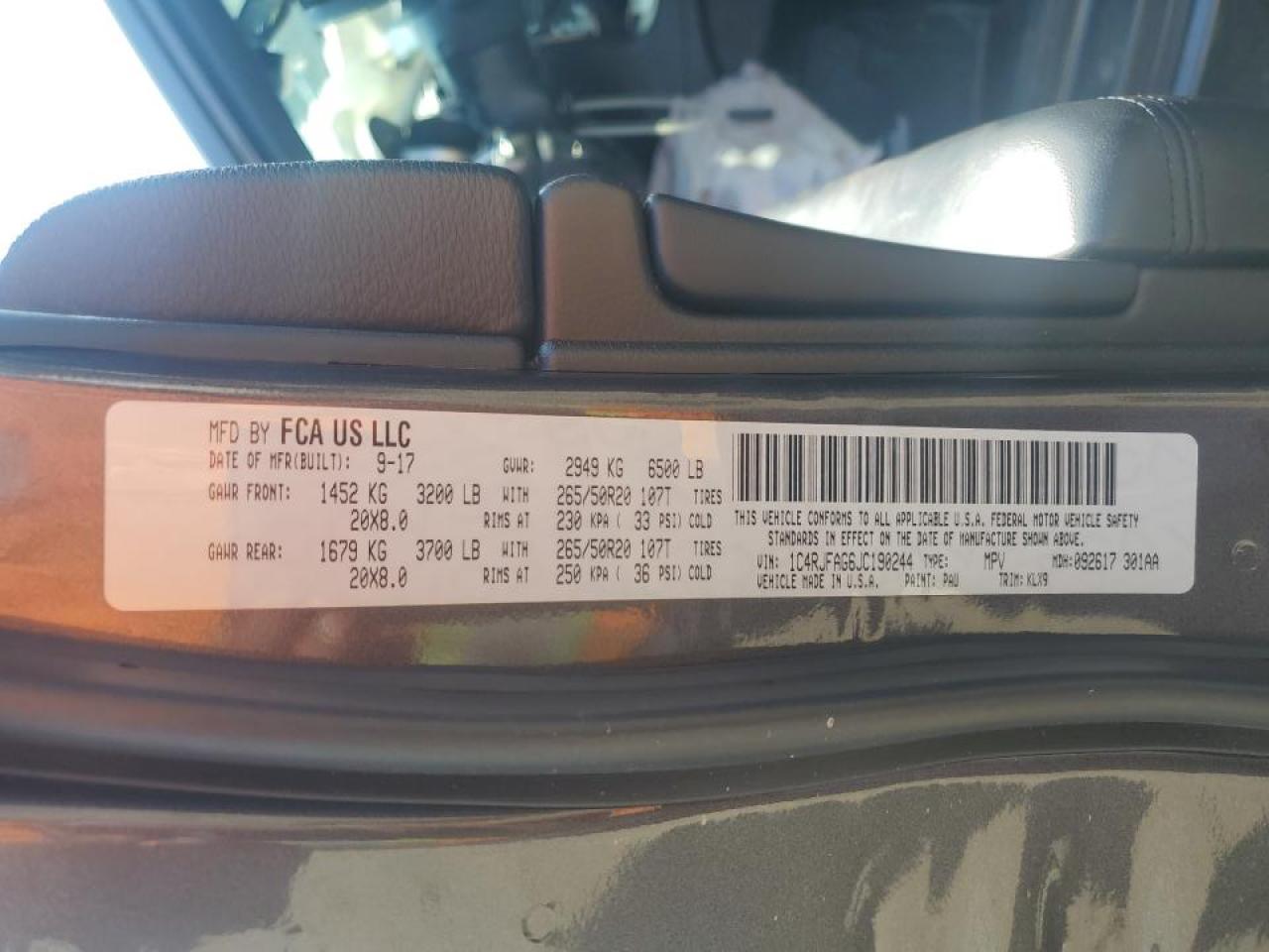 2018 Jeep Grand Cherokee Laredo VIN: 1C4RJFAG6JC190244 Lot: 80111805