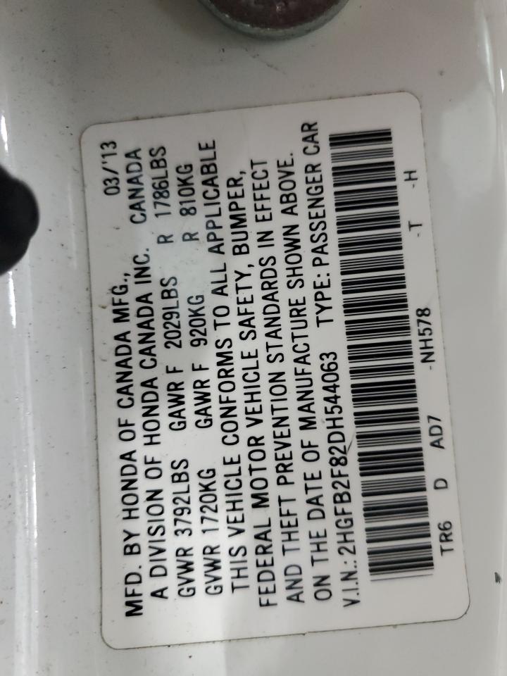 2013 Honda Civic Ex VIN: 2HGFB2F82DH544063 Lot: 71695455