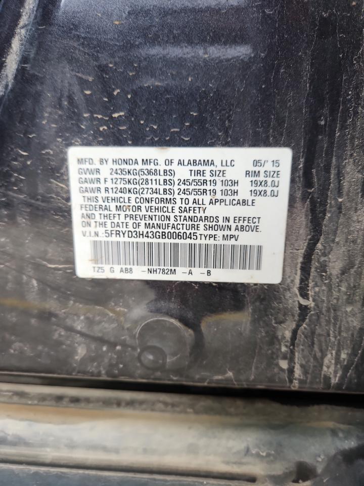 2016 Acura Mdx Technology VIN: 5FRYD3H43GB006045 Lot: 81439715