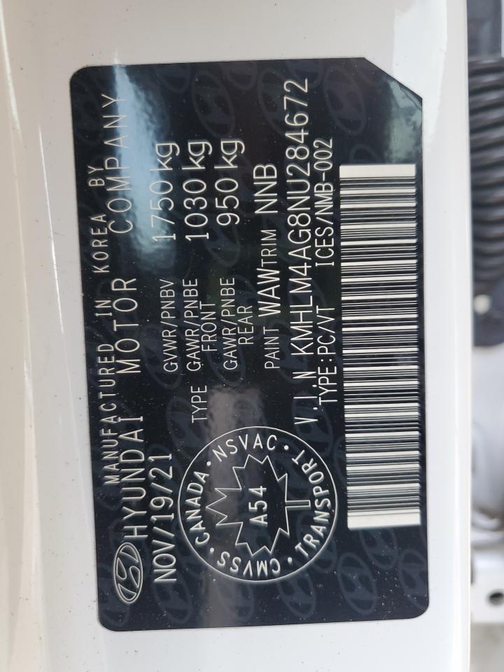 2022 Hyundai Elantra Sel VIN: KMHLM4AG8NU284672 Lot: 81032535