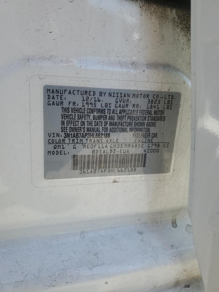 2017 Nissan Sentra S VIN: 3N1AB7AP3HL662188 Lot: 80523585