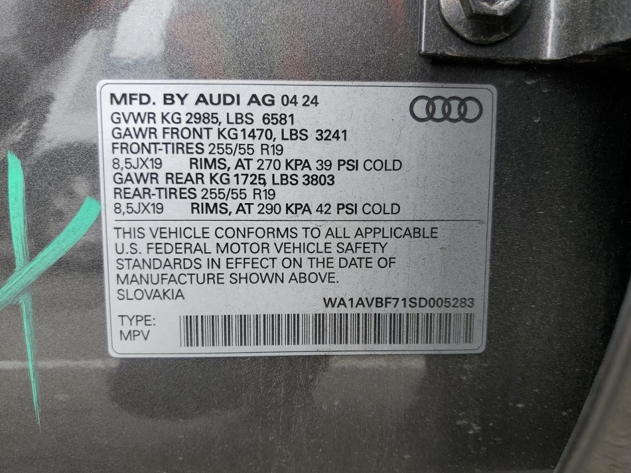 2025 Audi Q7 Premium VIN: WA1AVBF71SD005283 Lot: 81653075