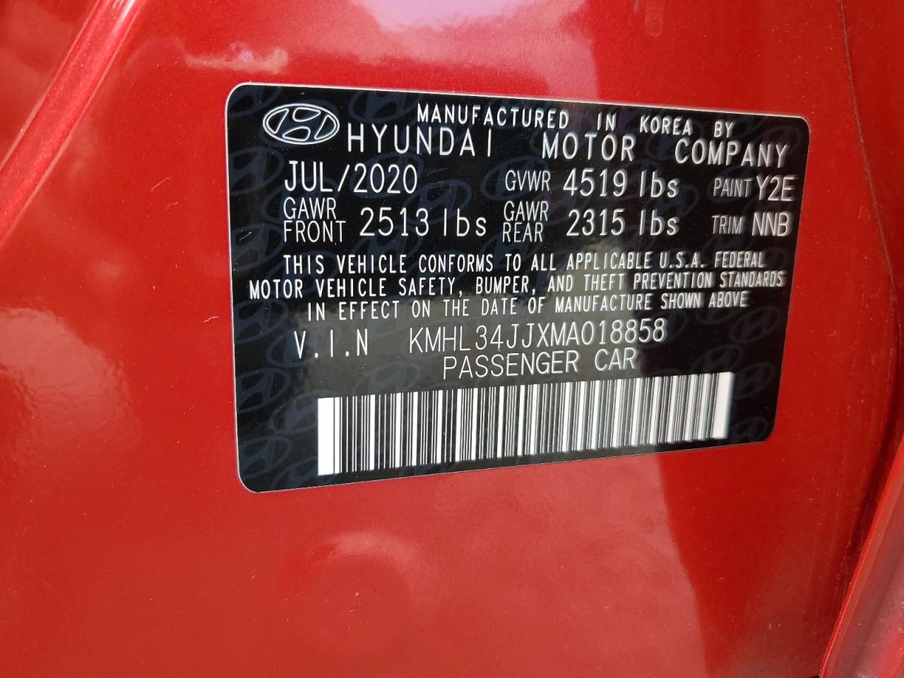 2021 Hyundai Sonata Hybrid VIN: KMHL34JJXMA018858 Lot: 81734905