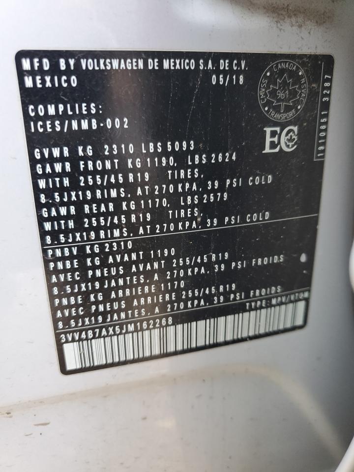 2018 Volkswagen Tiguan Sel Premium VIN: 3VV4B7AX5JM162268 Lot: 69759895