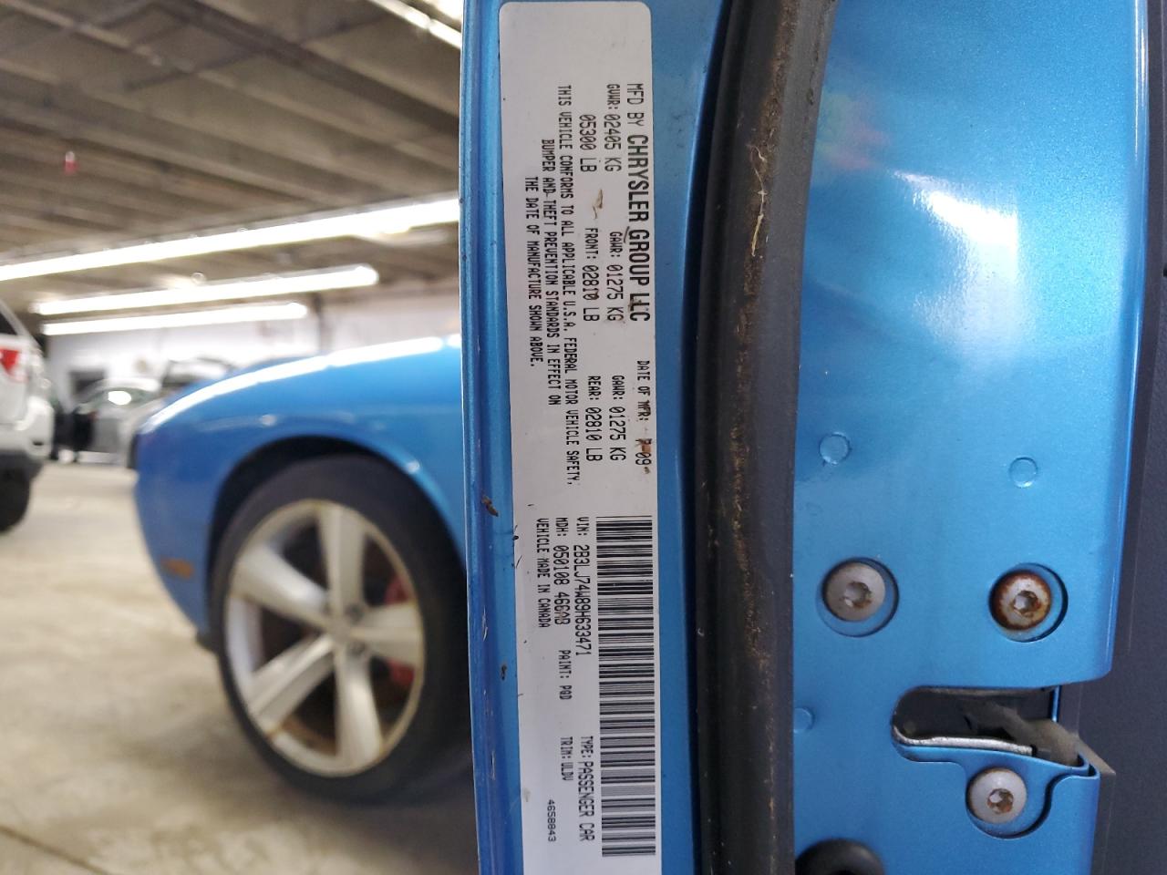 2009 Dodge Challenger Srt-8 VIN: 2B3LJ74W89H633471 Lot: 80438545