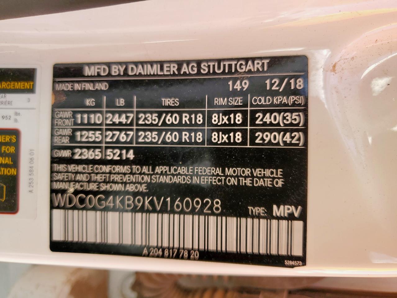 2019 Mercedes-Benz Glc 300 4Matic VIN: WDC0G4KB9KV160928 Lot: 70170075