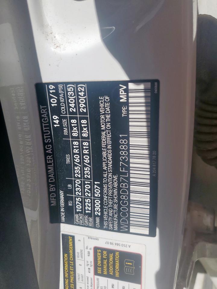 2020 Mercedes-Benz Glc 300 VIN: WDC0G8DB7LF738881 Lot: 81288525