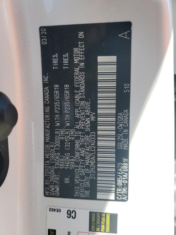 2020 Lexus Rx 350 VIN: 2T2HZMDA7LC240333 Lot: 70663395