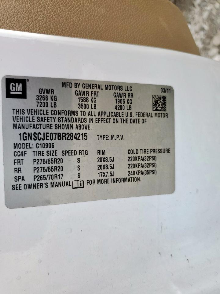 2011 Chevrolet Suburban C1500 Lt VIN: 1GNSCJE07BR284215 Lot: 84797495