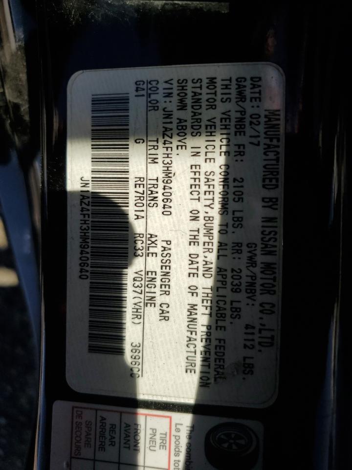 2017 Nissan 370Z Base VIN: JN1AZ4FH3HM940640 Lot: 81661695
