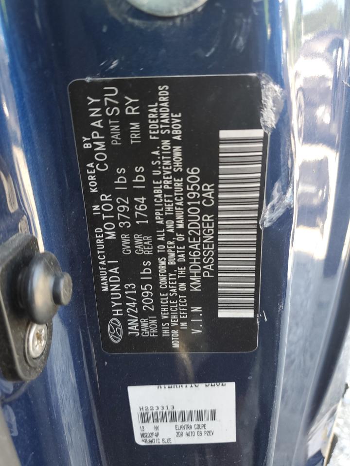 2013 Hyundai Elantra Coupe Gs VIN: KMHDH6AE2DUC01950 Lot: 71282485