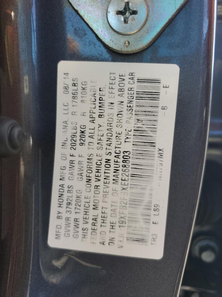 2014 Honda Civic Exl VIN: 19XFB2F9XEE268803 Lot: 80196275