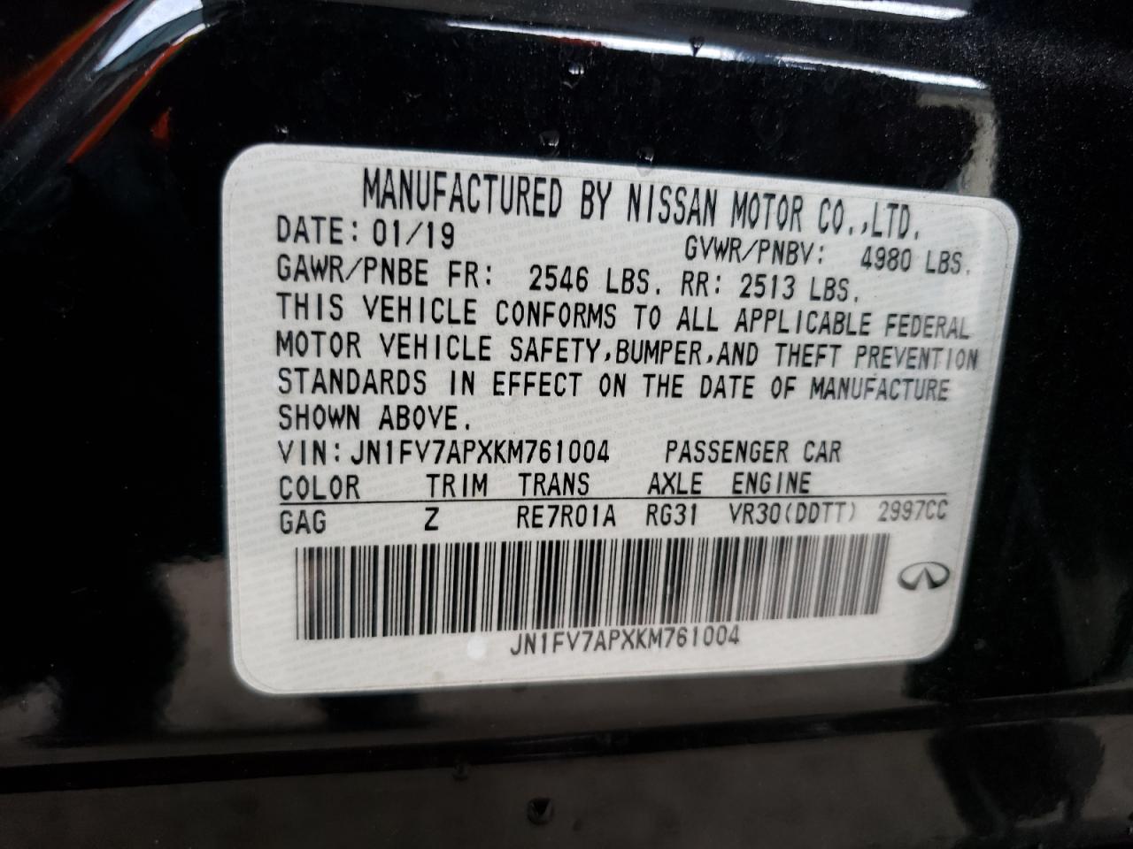 2019 Infiniti Q50 Red Sport 400 VIN: JN1FV7APXKM761004 Lot: 71962135