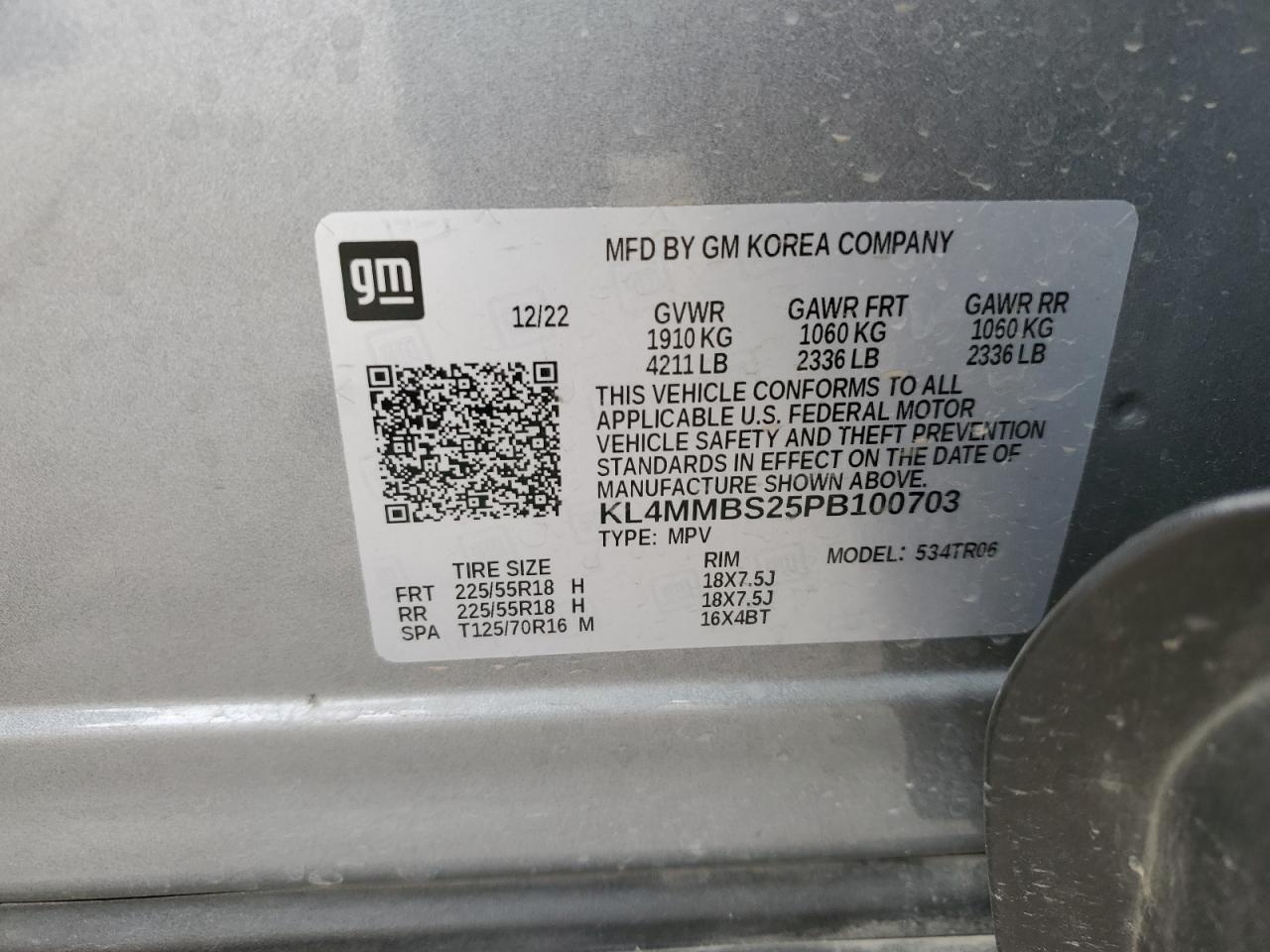 2023 Buick Encore Gx Preferred VIN: KL4MMBS25PB100703 Lot: 71290245